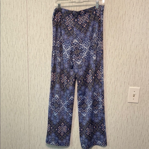 Geometric Blue Wide-Leg Alyx Large Women Pull on  Pant - Picture 4 of 6